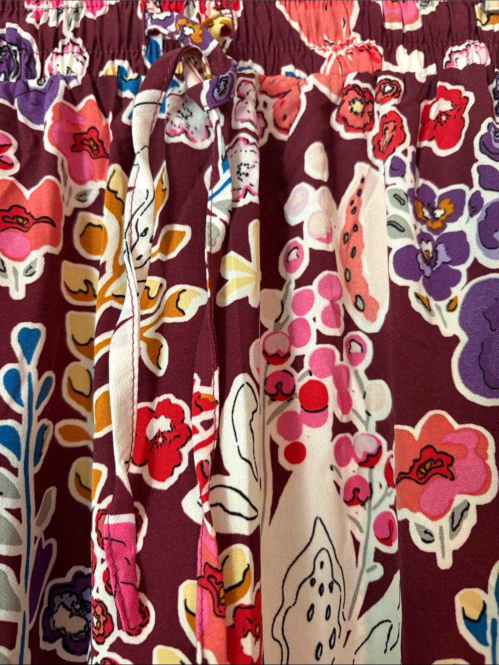 Tiered Floral Midi Skirt in Burgundy - Picture 5 of 8